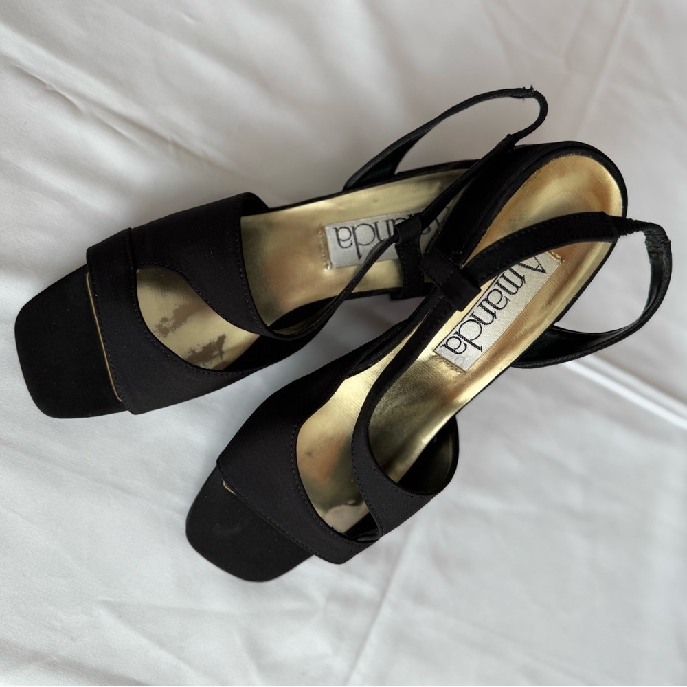 Vintage Amanda Black Strappy Women's Heels